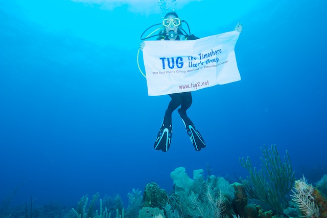 TUG Banner diving on grand cayman